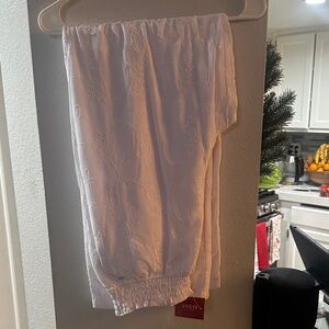 Guess Ivory Floral Embroidered Trousers